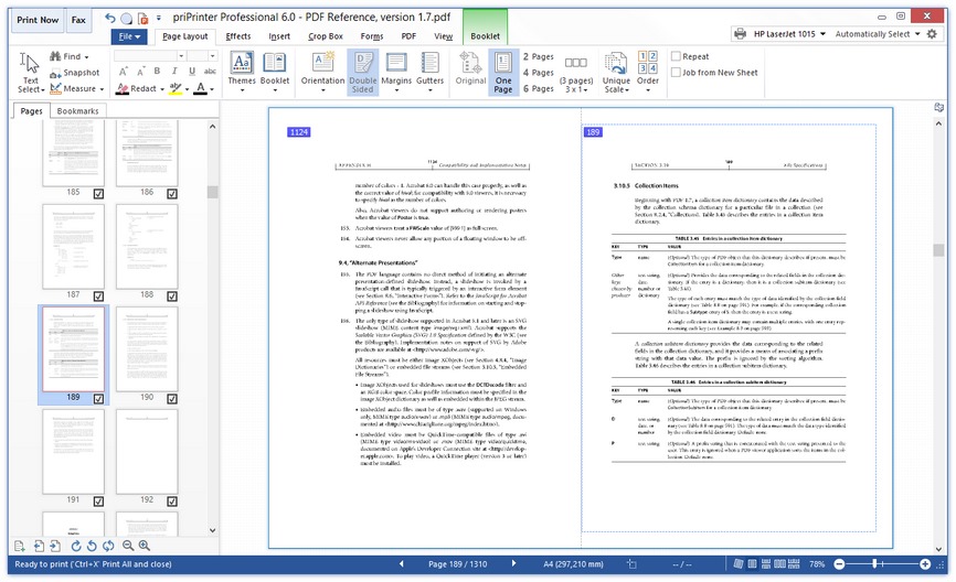priPrinter 小册子模式